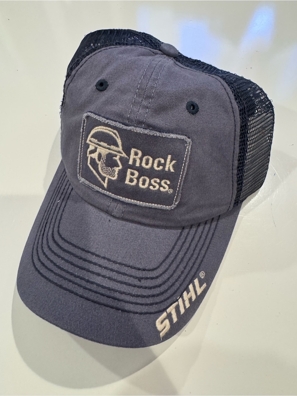 STIHL Rock Boss Chainsaw Hat Blue Tech Promo Strapback Trucker Style New